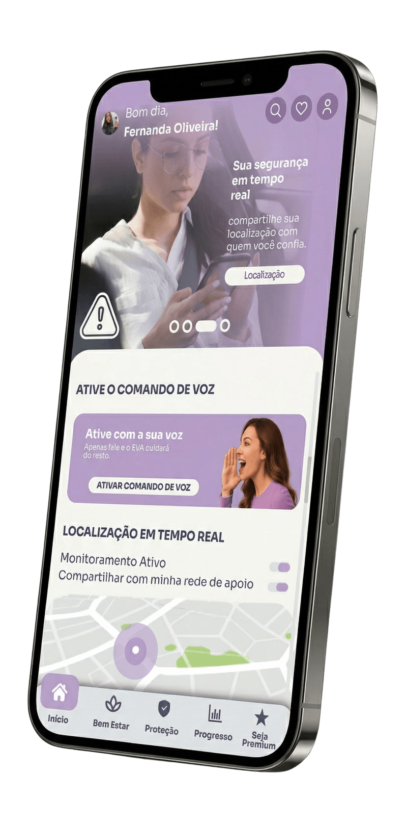 Interface do aplicativo EVA